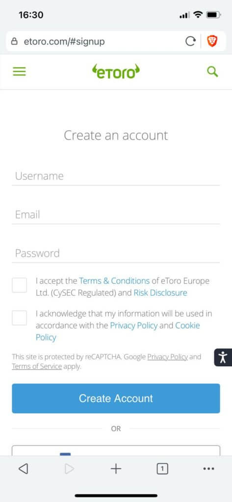 its simple to register at etoro