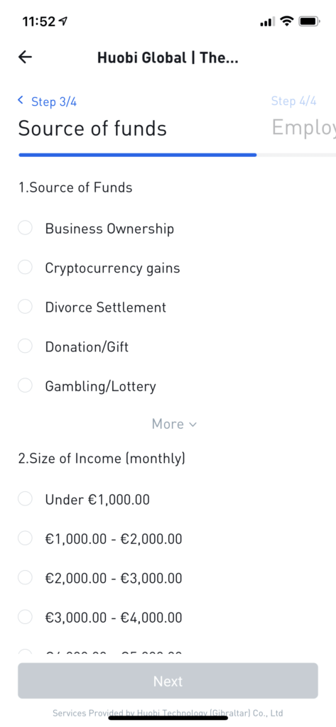 Source of funds Huobi