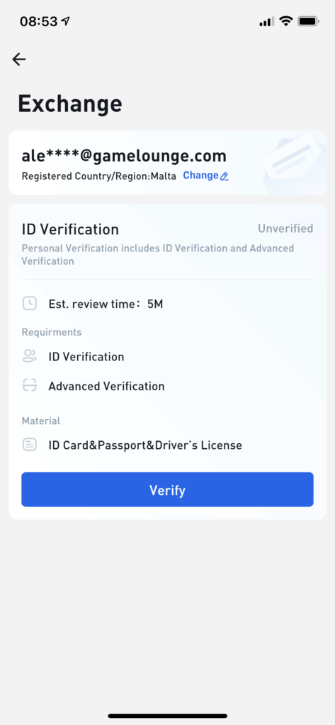 verify at Huobi